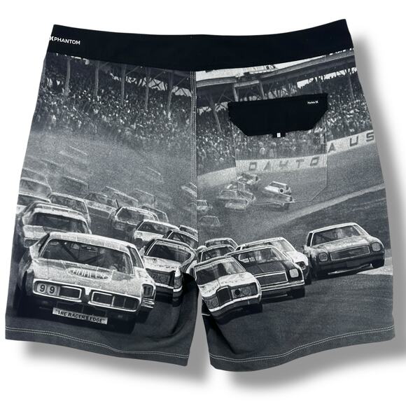 Hurley Nascar Phantom Eco Daytona Finishline 18" Swim Trunks Boardshorts Sz 38 - Picture 4 of 7